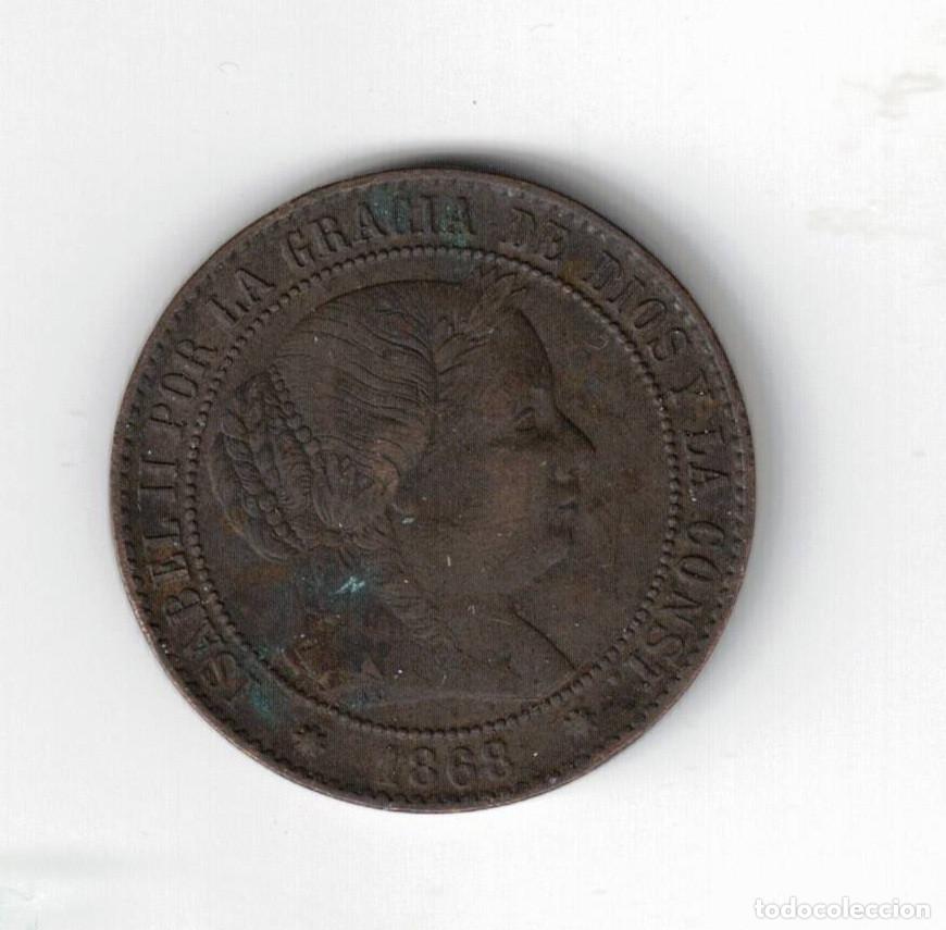 Monedas de Espa&ntilde;a: MONEDA 2 Y MEDIO (2&frac12;) CENTIMOS DE ESCUDO 1868 ISABEL II BARCELONA COBRE