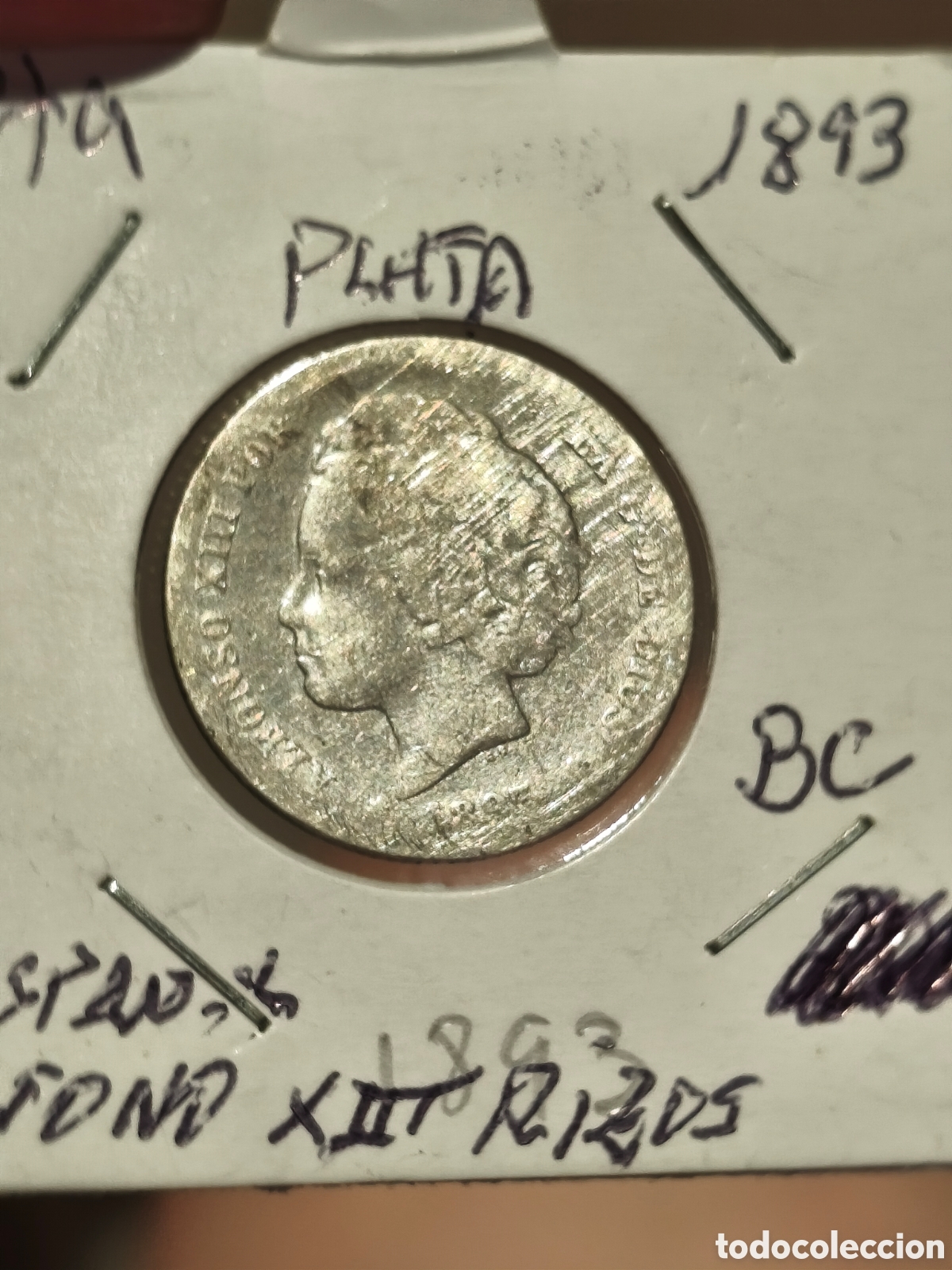 Monedas de Espa&ntilde;a: 1 pts plata bc 1893 circulada rizos ver im&aacute;genes ocasi&oacute;n