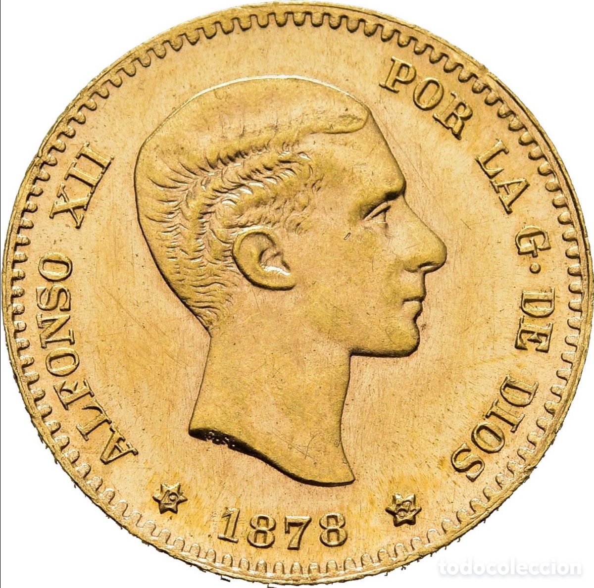 Monedas de Espa&ntilde;a: Moneda ORO 10 Pesetas 1878 *(19-62) Alfonso XII. Reacu&ntilde;acion Oficial