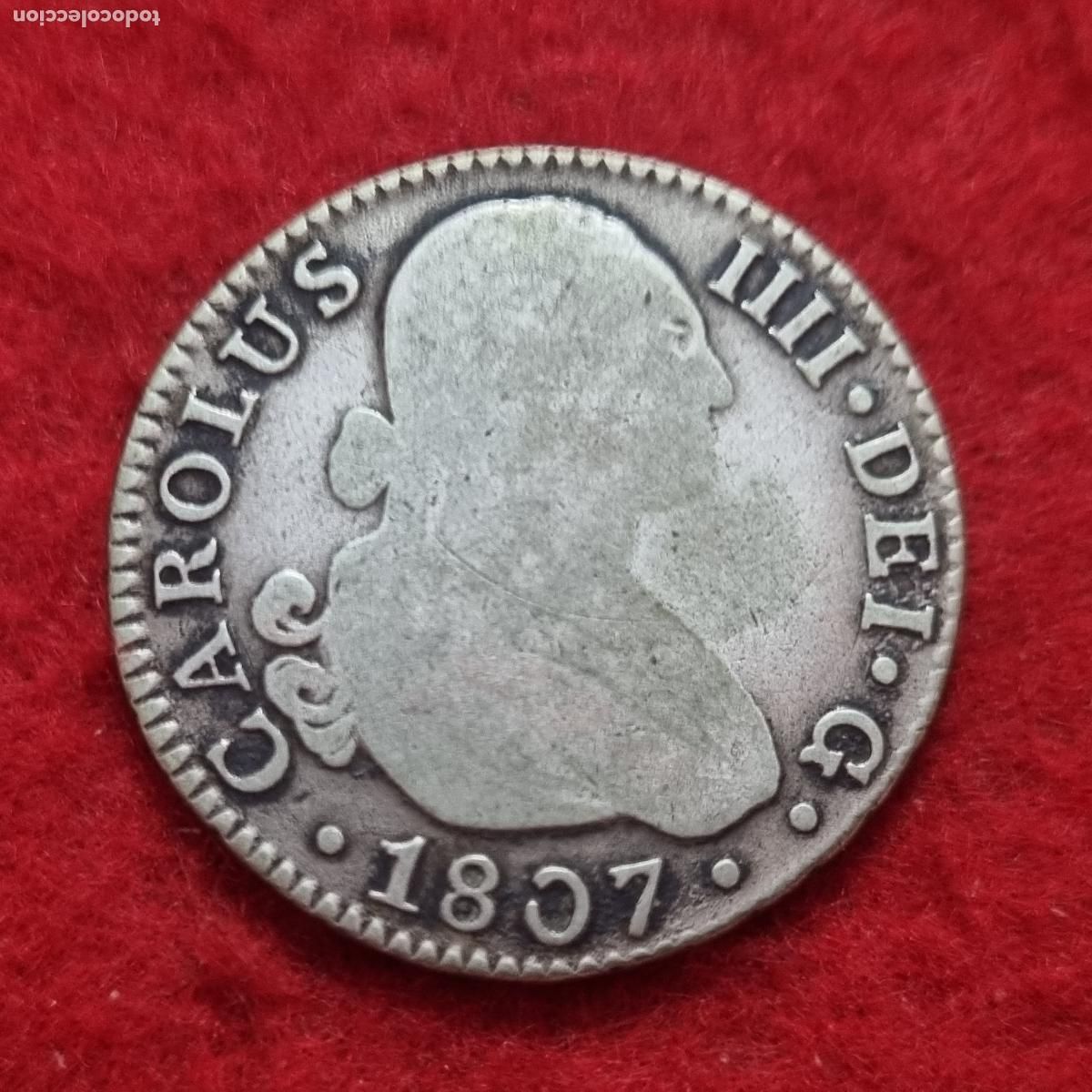 Monedas de Espa&ntilde;a: MONEDA 2 REALES CARLOS IV IIII 1807 POTOSI MBC PLATA SEVILLA ORIGINAL C39