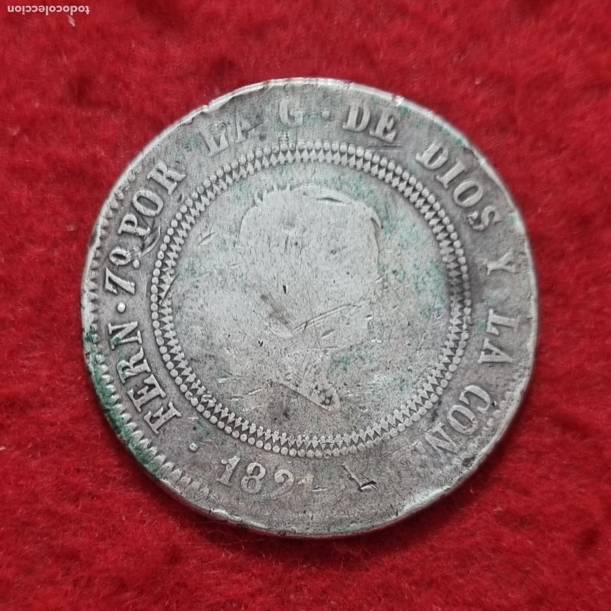 Monedas de Espa&ntilde;a: MONEDA 10 REALES FERNANDO VII PLATA 1821 MADRID RESELLADO MBC- ORIGINAL C39