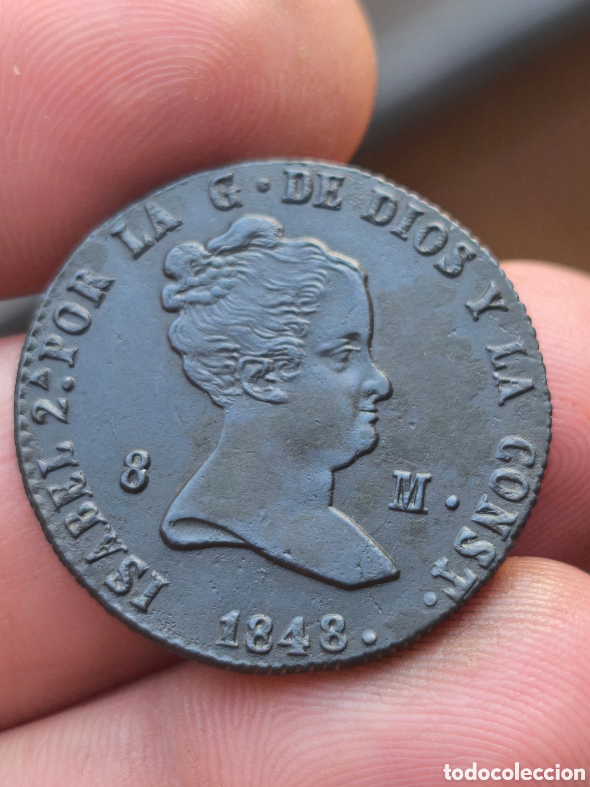 Monedas de Espa&ntilde;a: Isabel II 1848 8 maravedis Segovia