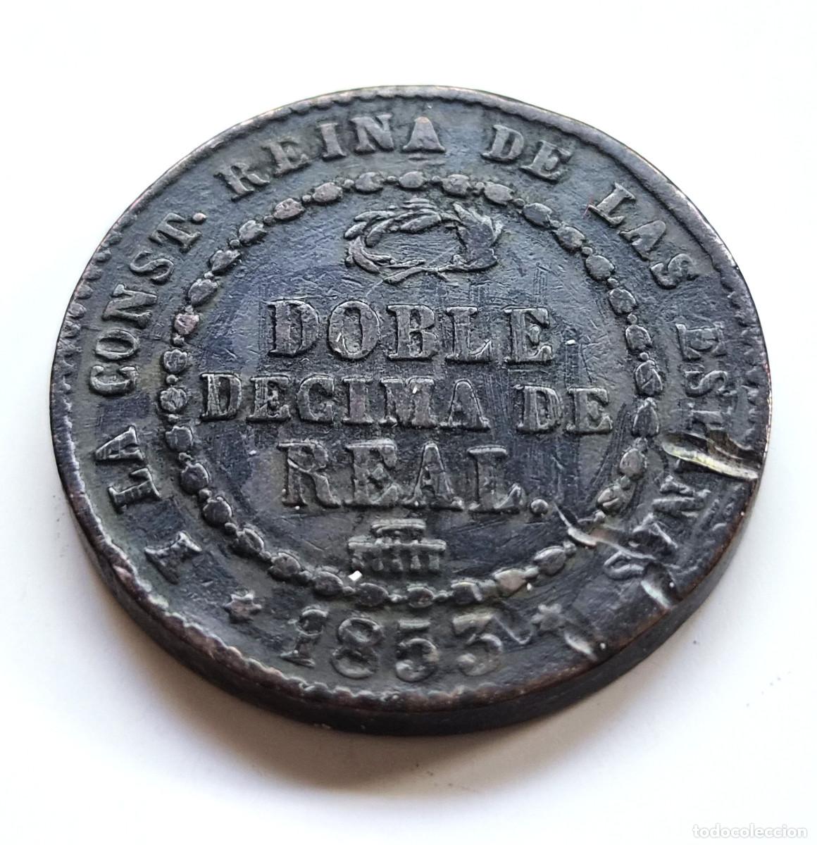 Monedas de Espa&ntilde;a: ISABEL 2&ordf; DOBLE DECIMA DE REAL. SEGOVIA. 1853. ESCASA