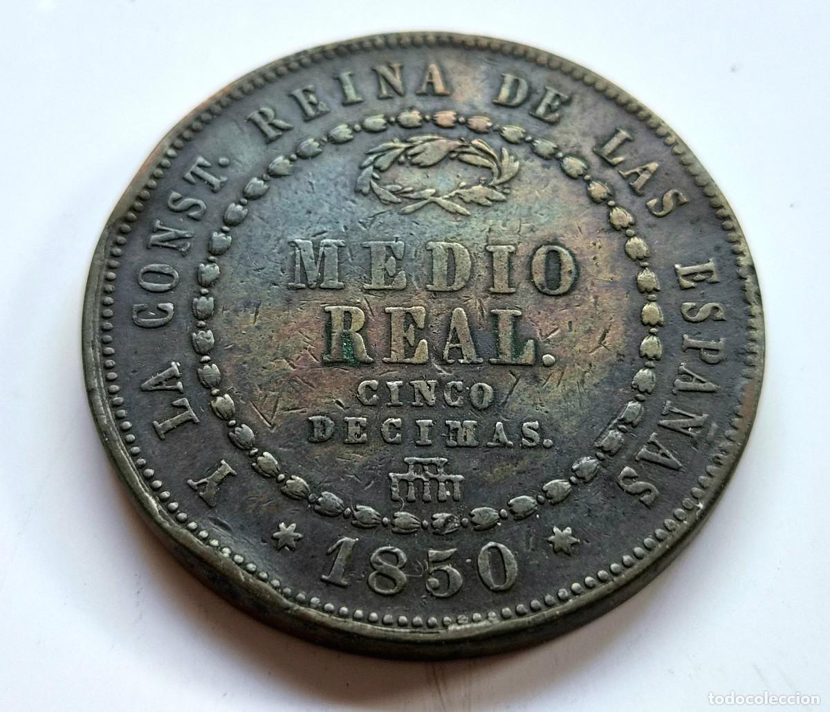 Monedas de Espa&ntilde;a: ISABEL 2&ordf; SEGOVIA. MEDIO REAL. 1850