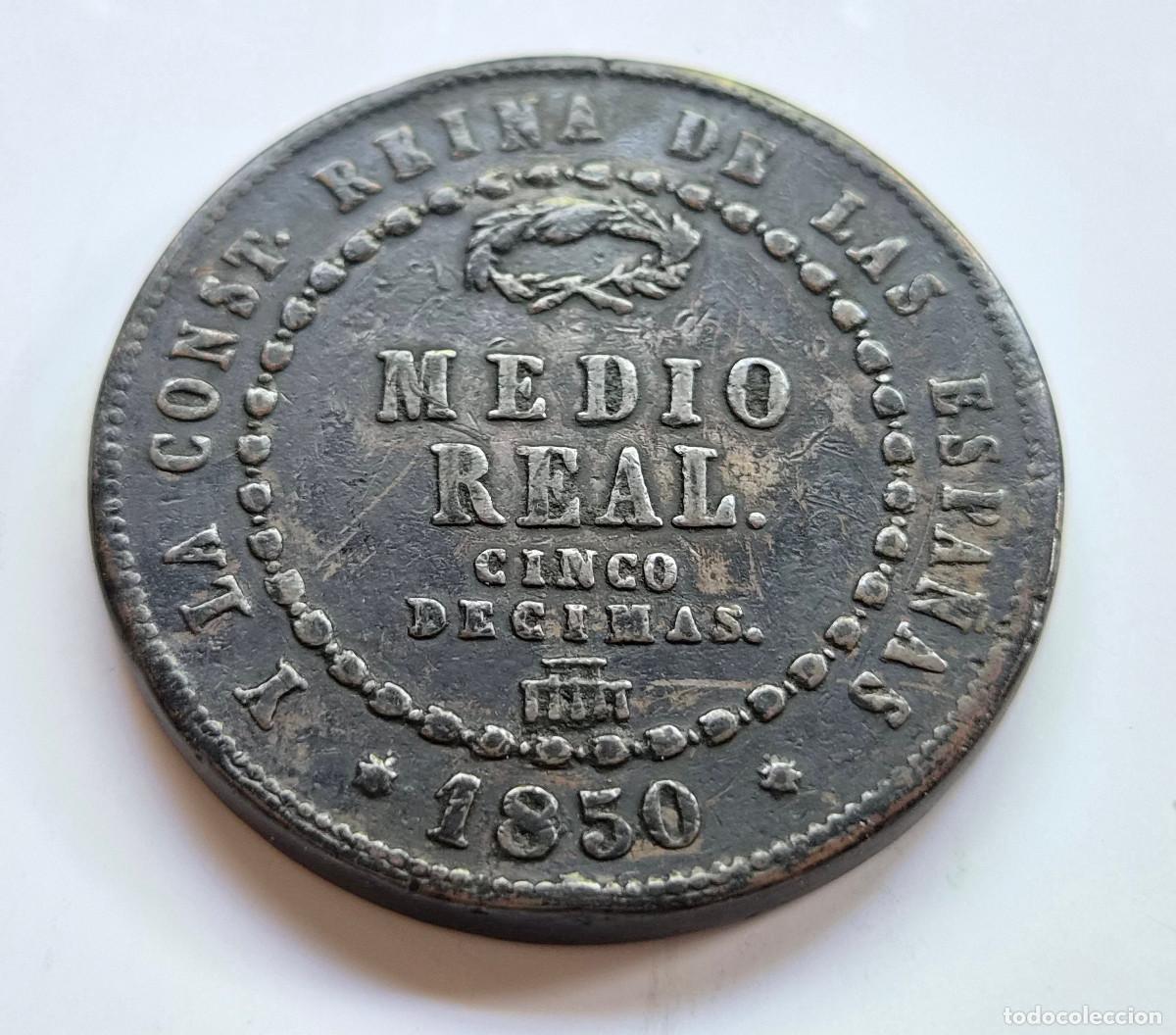 Monedas de Espa&ntilde;a: ISABEL 2&ordf; SEGOVIA. MEDIO REAL. 1850