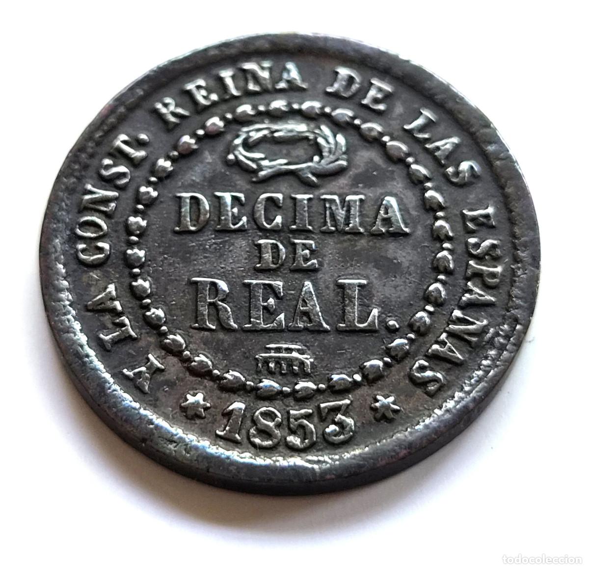 Monedas de Espa&ntilde;a: ISABEL 2&ordf; SEGOVIA. DECIMA DE REAL. 1853