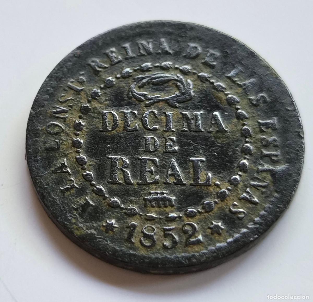 Monedas de Espa&ntilde;a: ISABEL 2&ordf; SEGOVIA. DECIMA DE REAL. 1852