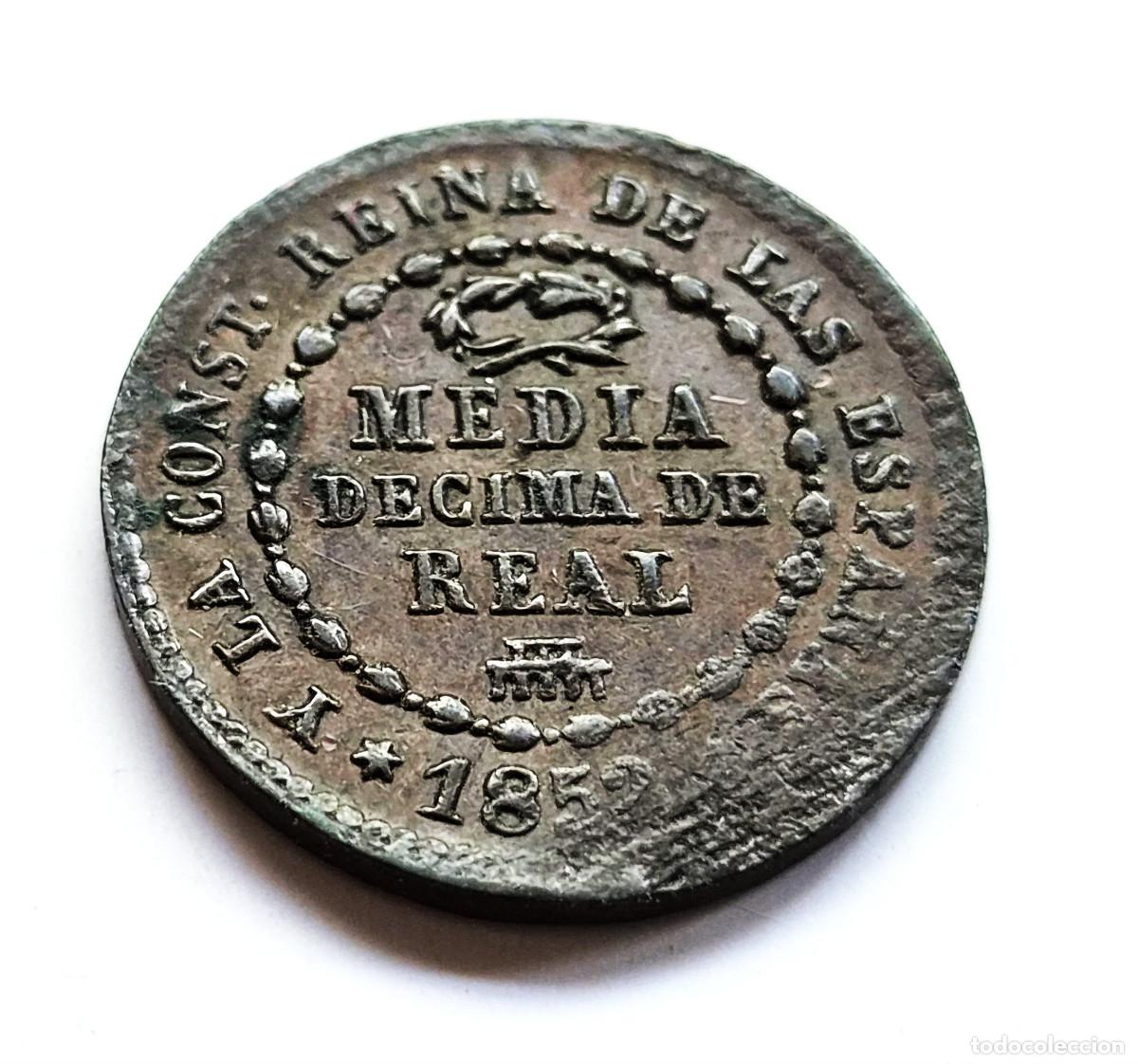 Monedas de Espa&ntilde;a: ISABEL 2&ordf; SEGOVIA. MEDIA DECIMA DE REAL. 1852