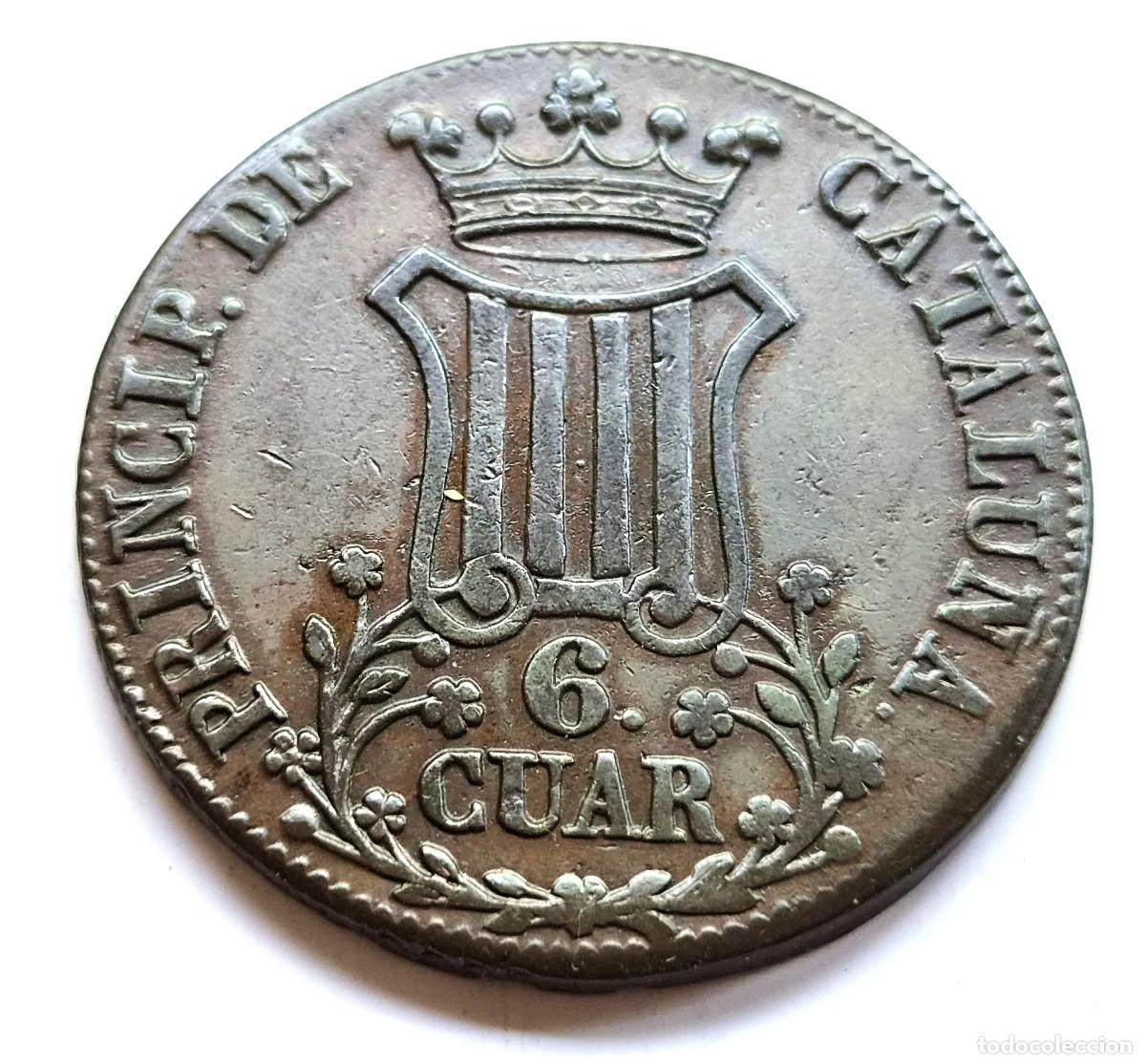 Monedas de Espa&ntilde;a: ISABEL 2&ordf; CATALU&Ntilde;A. 6 CUARTOS 1837. MUY BONITA