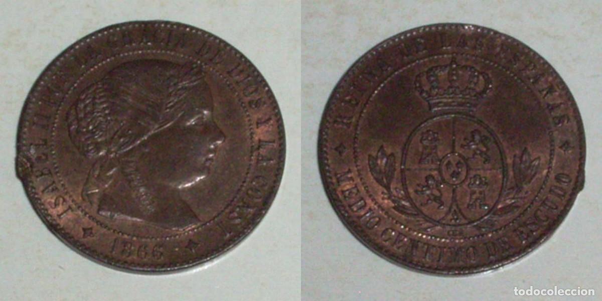 Monedas de Espa&ntilde;a: 1/2 Ctmo. Escudo 1866 Jubia-OM
