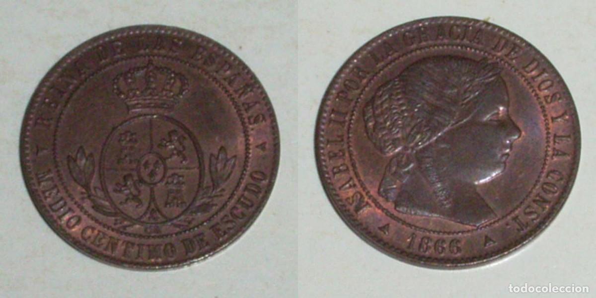 Monedas de Espa&ntilde;a: 1/2 Ctmo. Escudo 1866 Segovia-OM