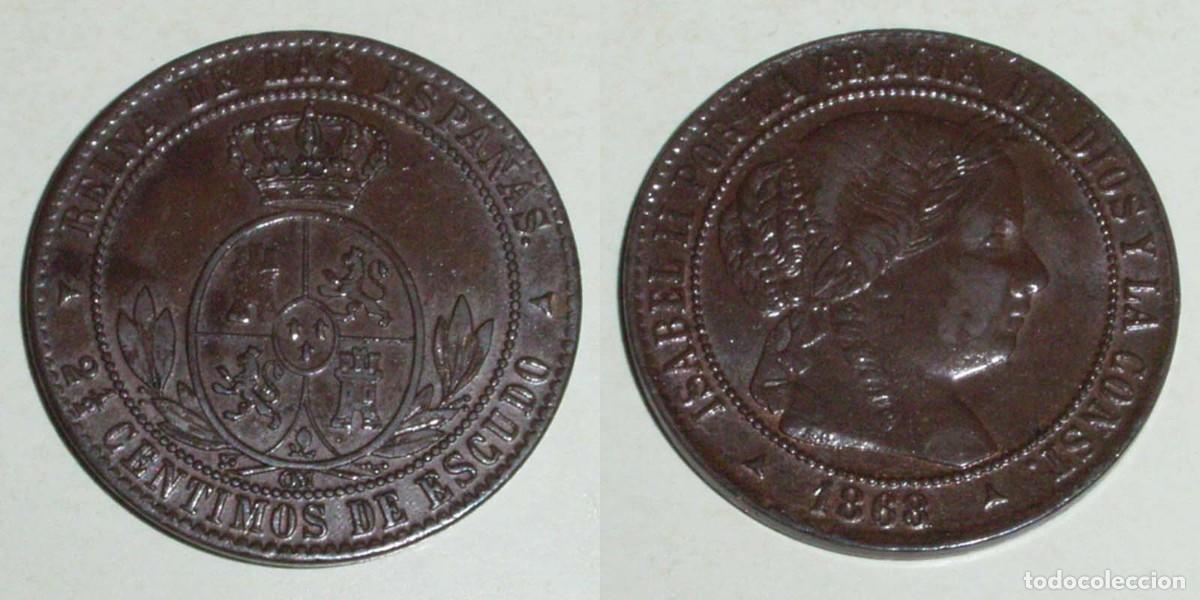 Monedas de Espa&ntilde;a: 2,5 Ctmos. Escudo 1868 Segovia-OM