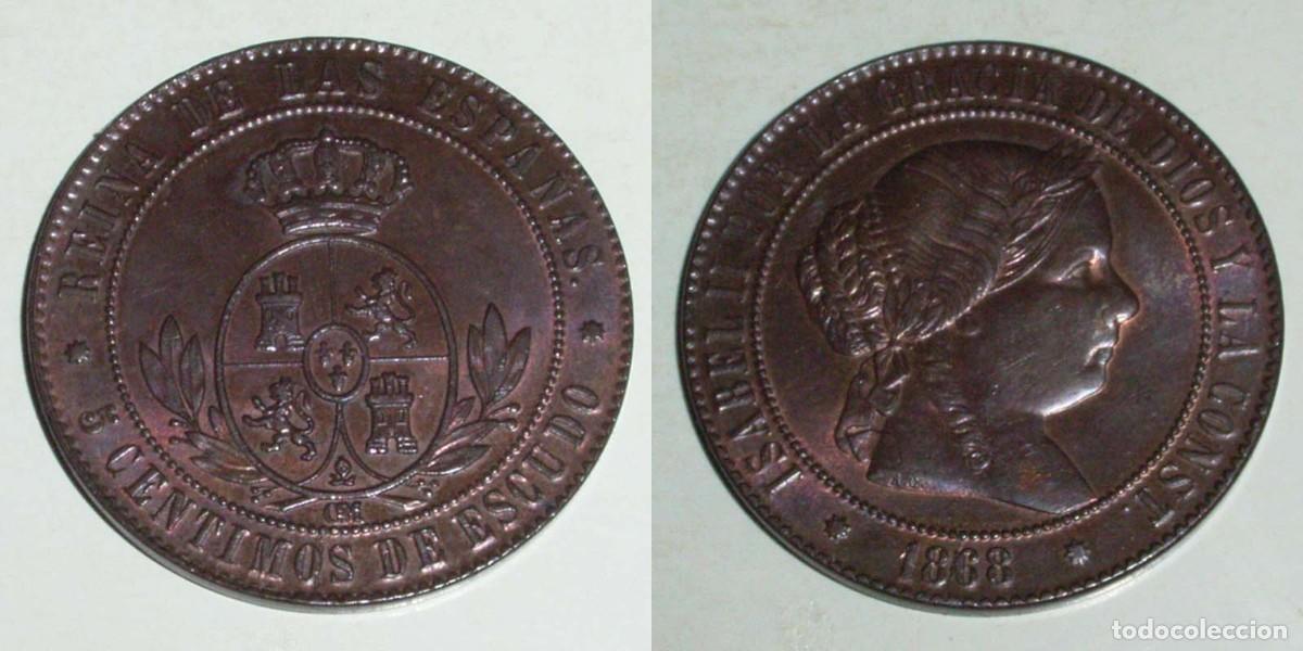 Monedas de Espa&ntilde;a: 5 Ctmos. Escudo 1868 Barcelona-OM