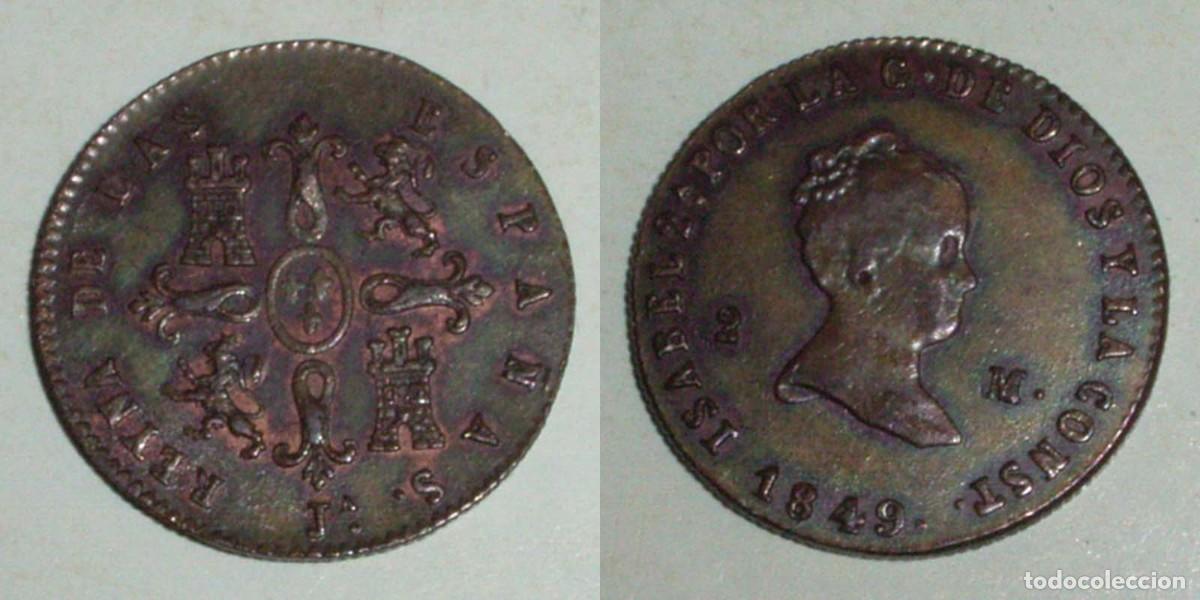 Monedas de Espa&ntilde;a: 2 Maravedis 1849 Jubia-JA