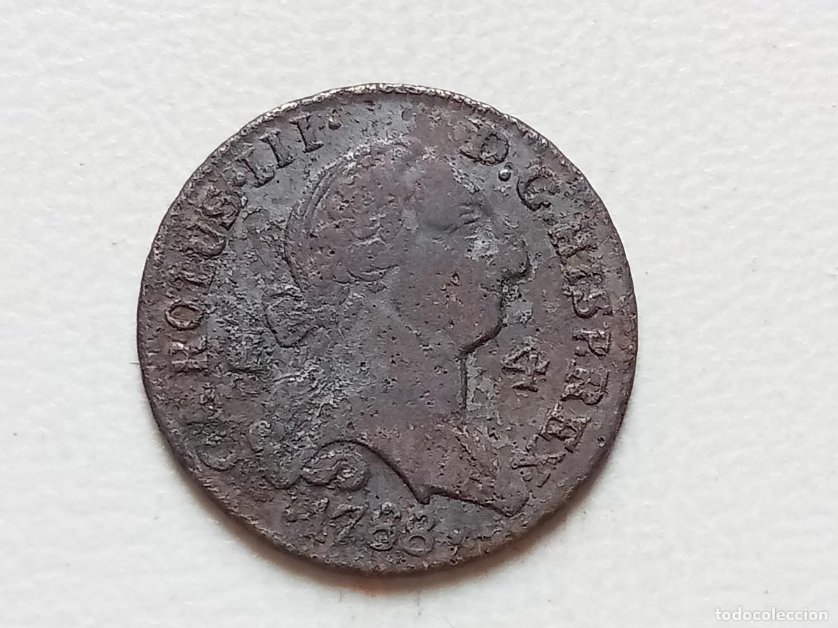 Coins of Spain: CARLOS III 4 MARAVED&Iacute;S 1788 SEGOVIA BC+
