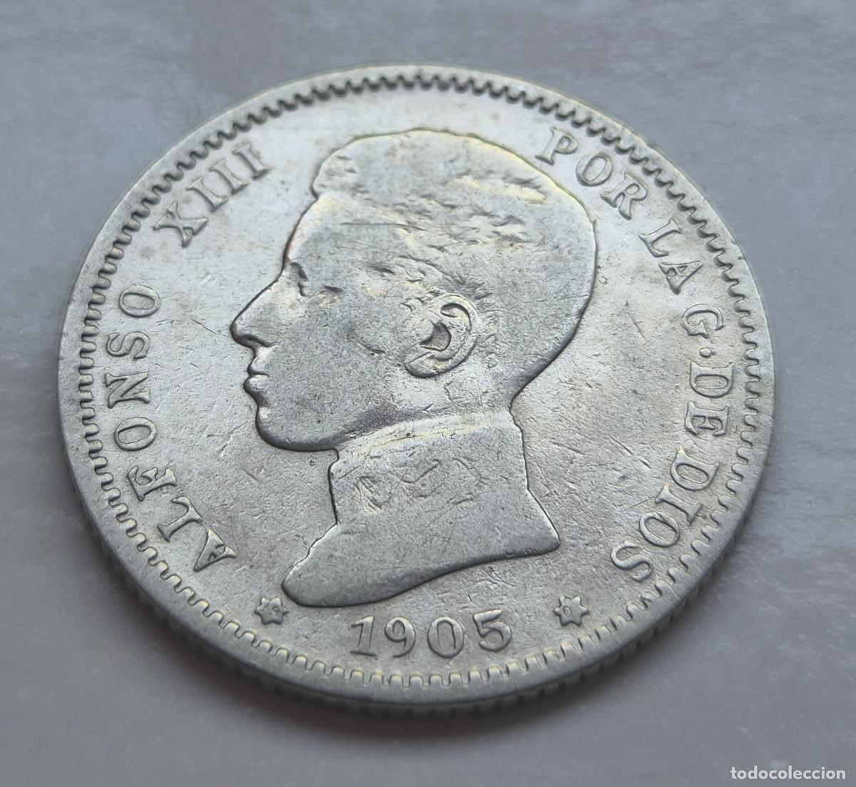 Monedas de Espa&ntilde;a: ALFONSO XIII 1 PESETA S.M.V. 1905 * (19-0*)