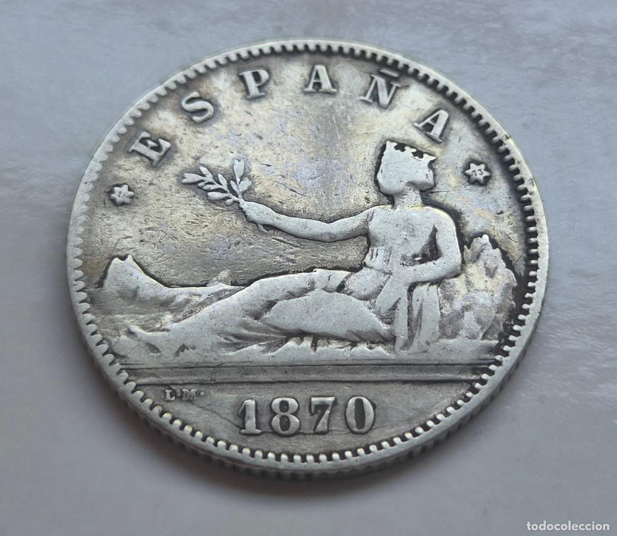 Monedas de Espa&ntilde;a: ESPA&Ntilde;A 1 PESETA D.E.M. ESPA&Ntilde;A 1870 * (18-73) PLATA