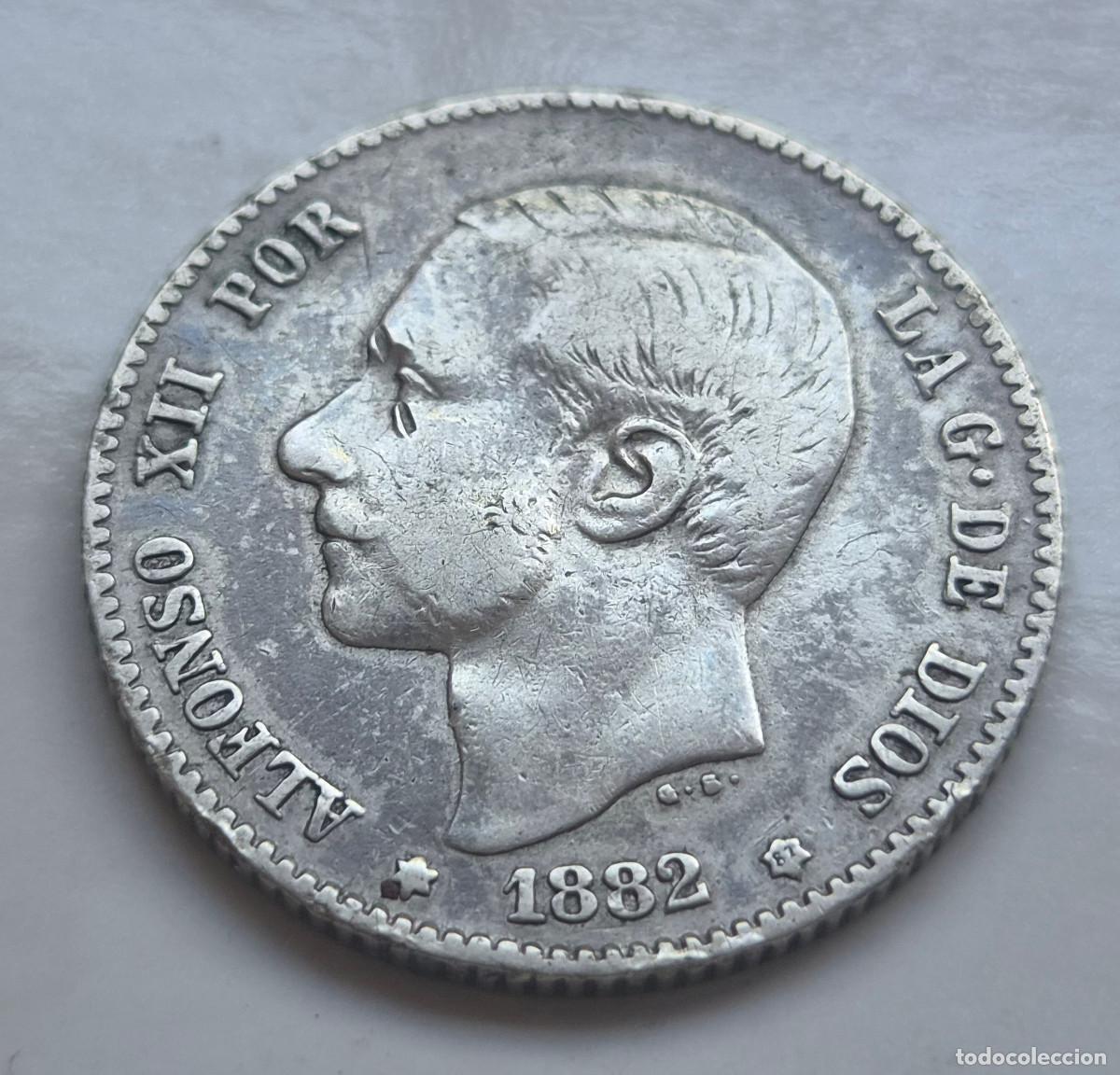 Monedas de Espa&ntilde;a: ALFONSO XII 1 PESETA M.S.M. 1882 * (**-82) PLATA