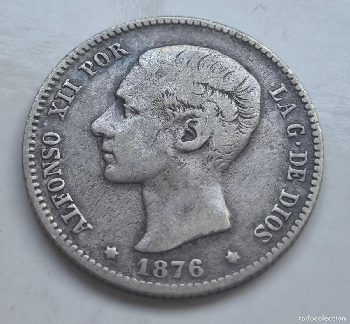 Monedas de Espa&ntilde;a: ALFONSO XIII 1 PESETA D.E.M. 1876 PLATA