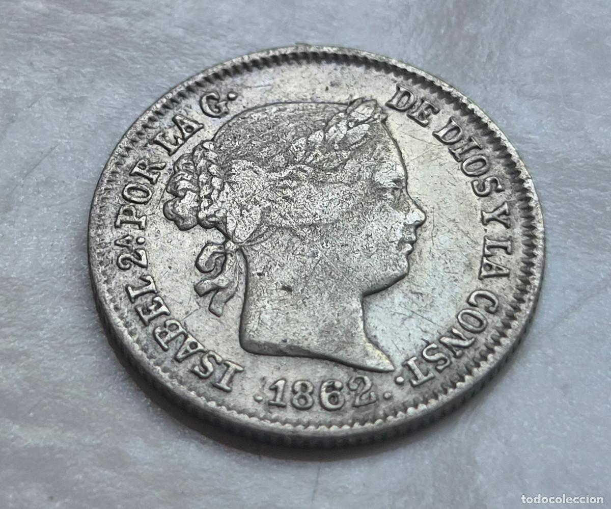 Monedas de Espa&ntilde;a: ISABEL 2&ordf; SEVILLA 1 REAL 1862 sobre 57 (sobre fecha clara) PLATA