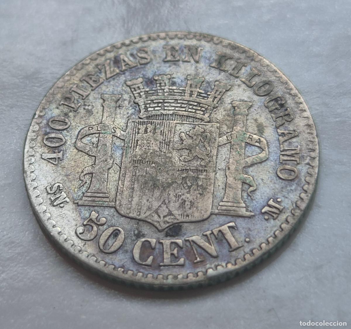 Monedas de Espa&ntilde;a: ESPA&Ntilde;A 50 CENTIMOS S.N.M. 1870 PLATA - Foto 2