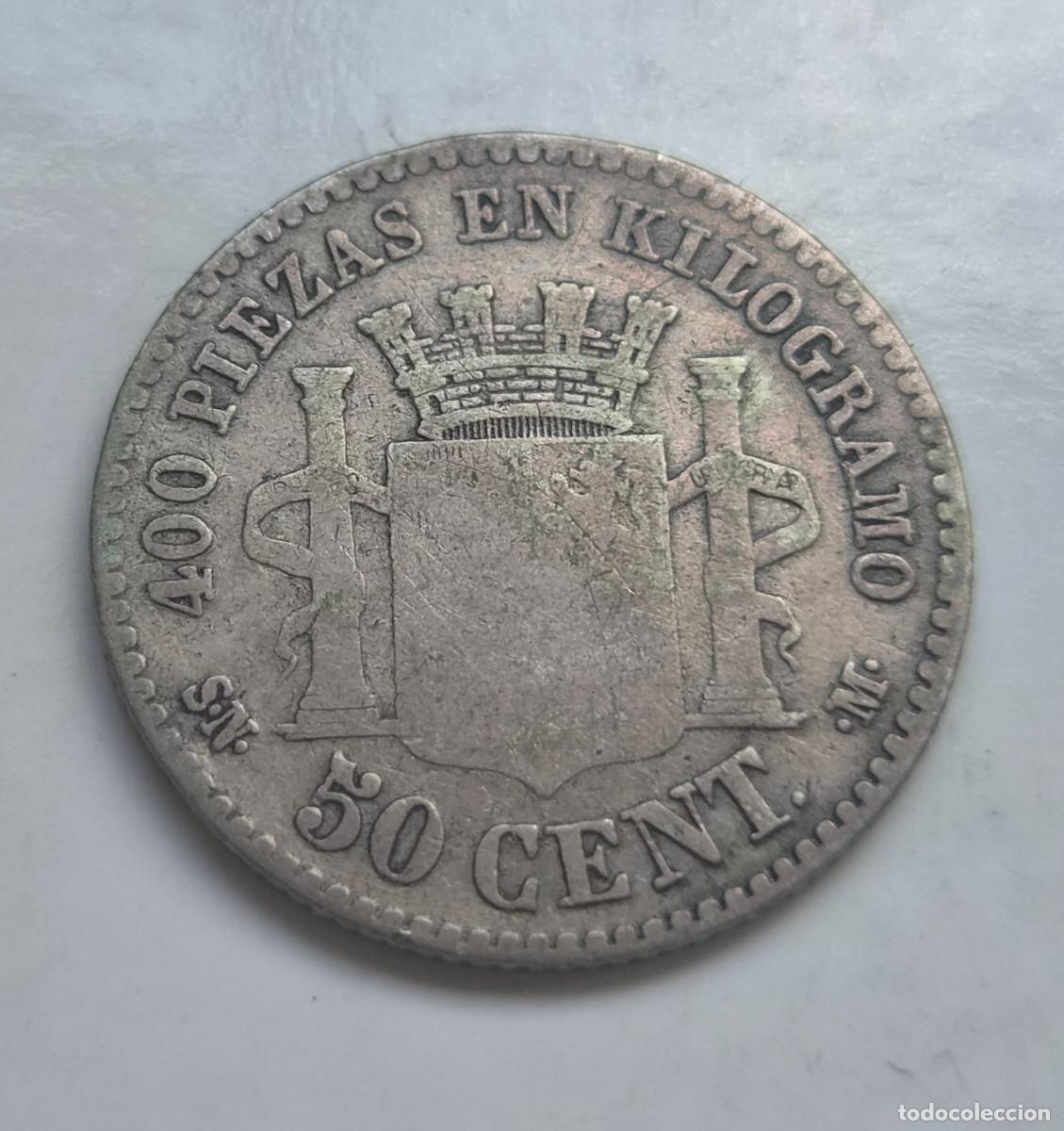 Monedas de Espa&ntilde;a: ESPA&Ntilde;A 50 CENTIMOS S.N.M. 1869 PLATA - Foto 2