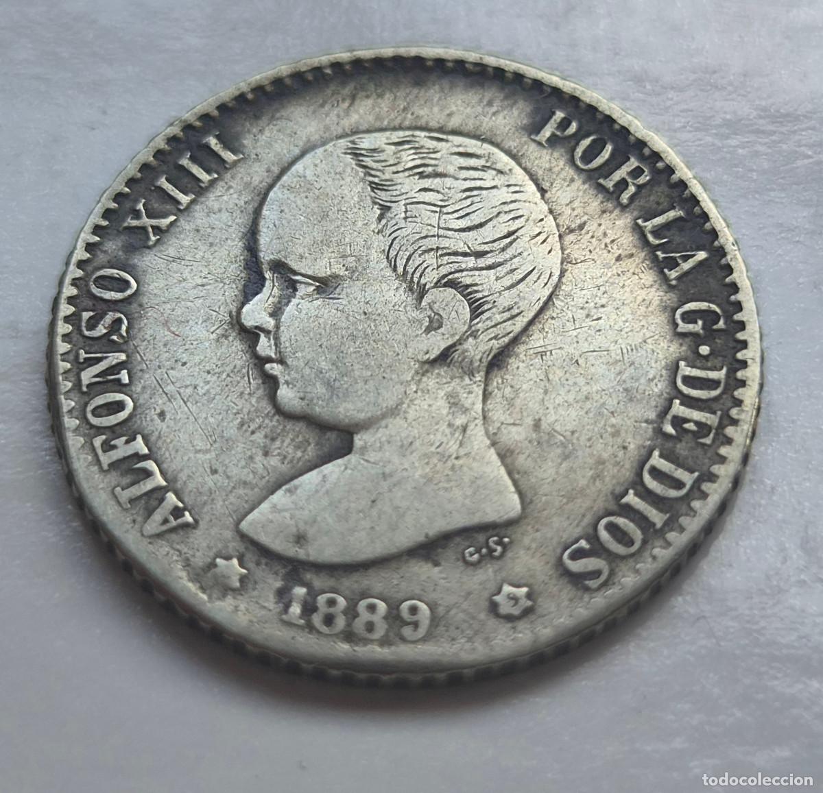 Monedas de Espa&ntilde;a: ALFONSO XIII 50 CENTIMOS M.P.M 1889 * (*-9) PLATA