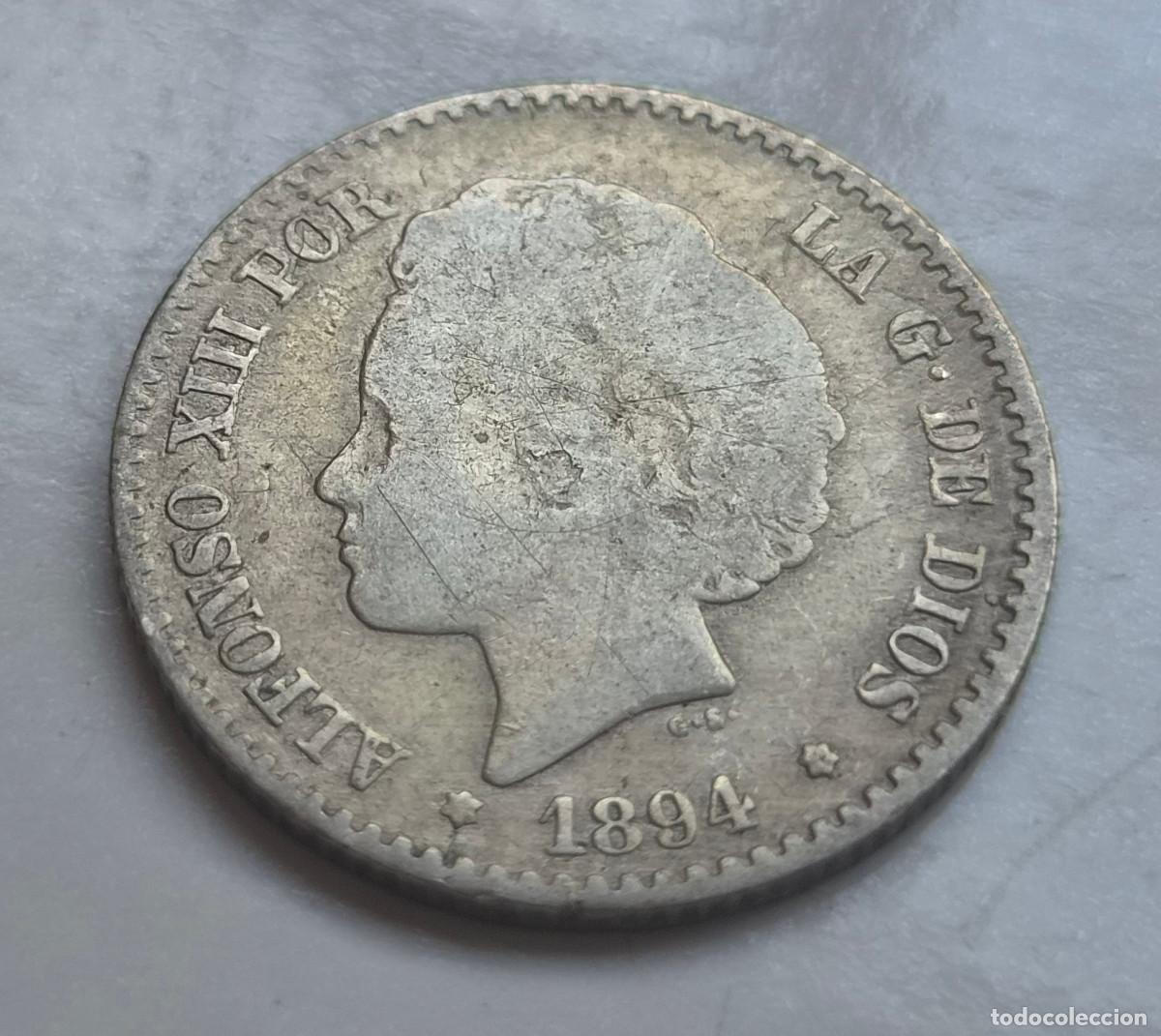 Monedas de Espa&ntilde;a: ALFONSO XIII 50 CENTIMOS P.G.V. 1894 PLATA