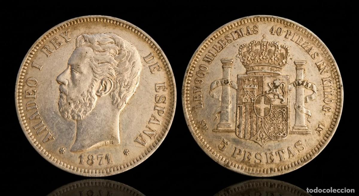Monedas de Espa&ntilde;a: Espa&ntilde;a Duro 5 Pesetas Amadeo I 1871 *71 SDM Km 666 Plata