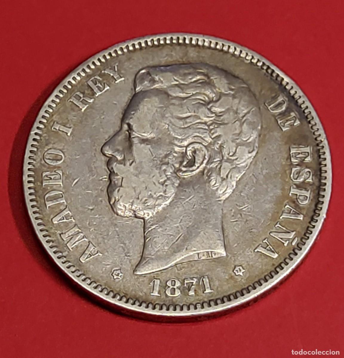 Monedas de Espa&ntilde;a: 5 pesetas de Espa&ntilde;a de 1871 ESTRELLA 75 DE M.EXTRAORDINARIO ESTADO DE CONSERVACION.