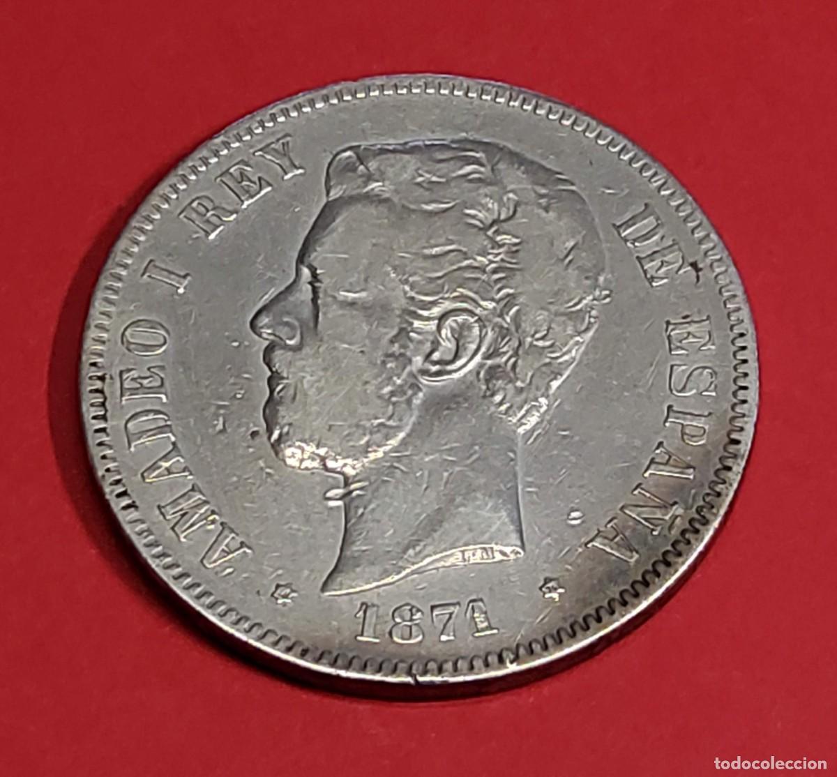 Monedas de Espa&ntilde;a: 5 pesetas de Espa&ntilde;a de 1871 ESTRELLA 74 DE M.MUY BUEN ESTADO DE CONSERVACION.