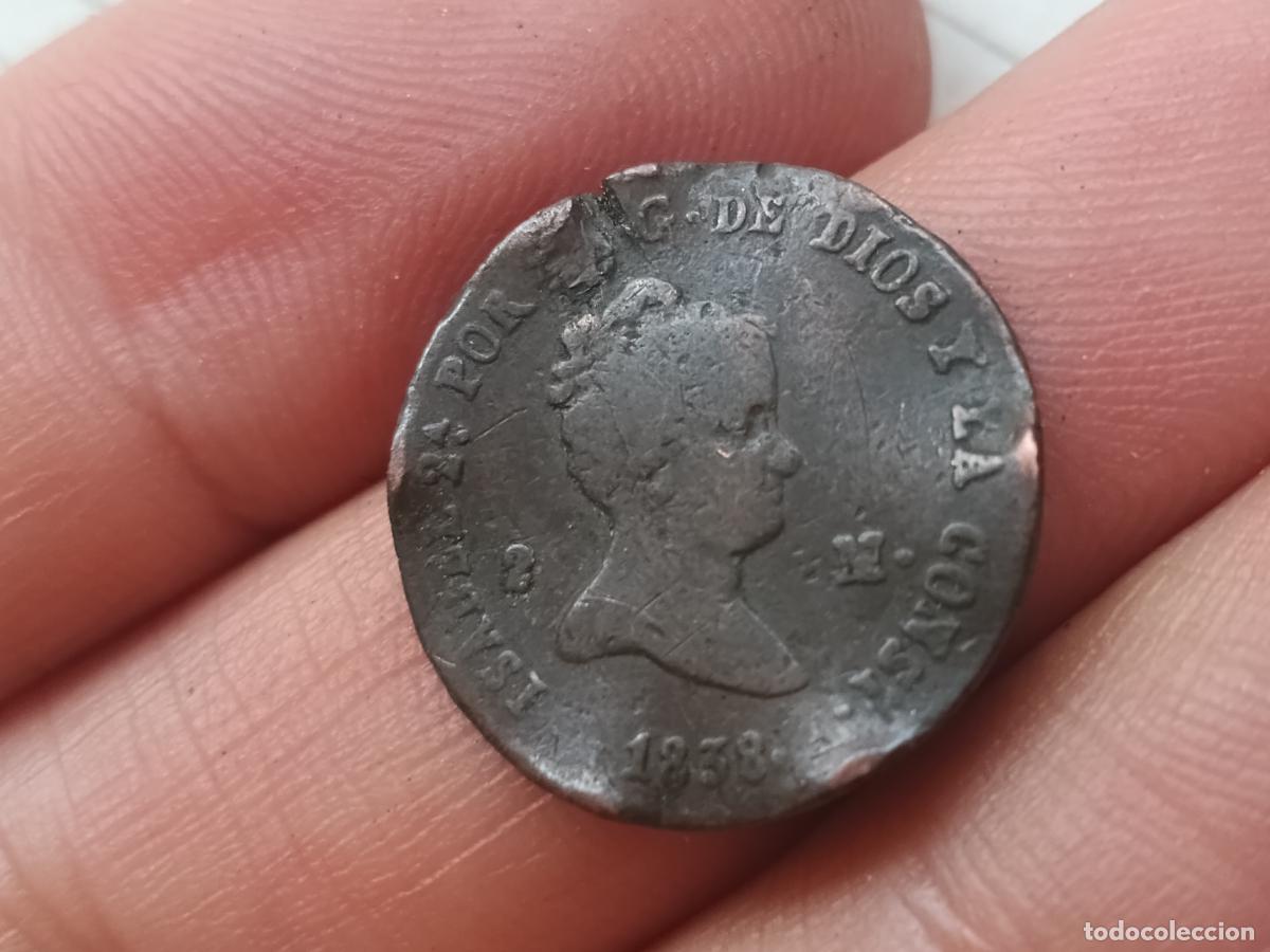 Monedas de Espa&ntilde;a: 2 maravedis de 1838 con holgura