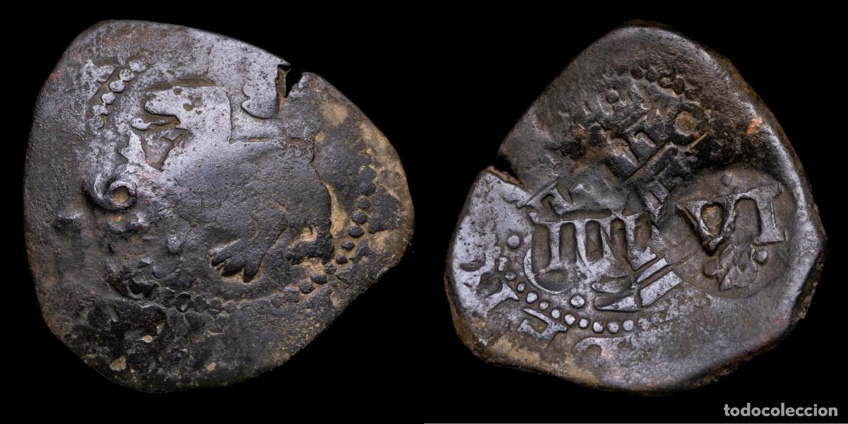 Monedas de Espa&ntilde;a: 1636, 6 Maravedis Philips IV Resello (Spanish Cob) Sevilla Mint - 24 mm / 3,86 gr.