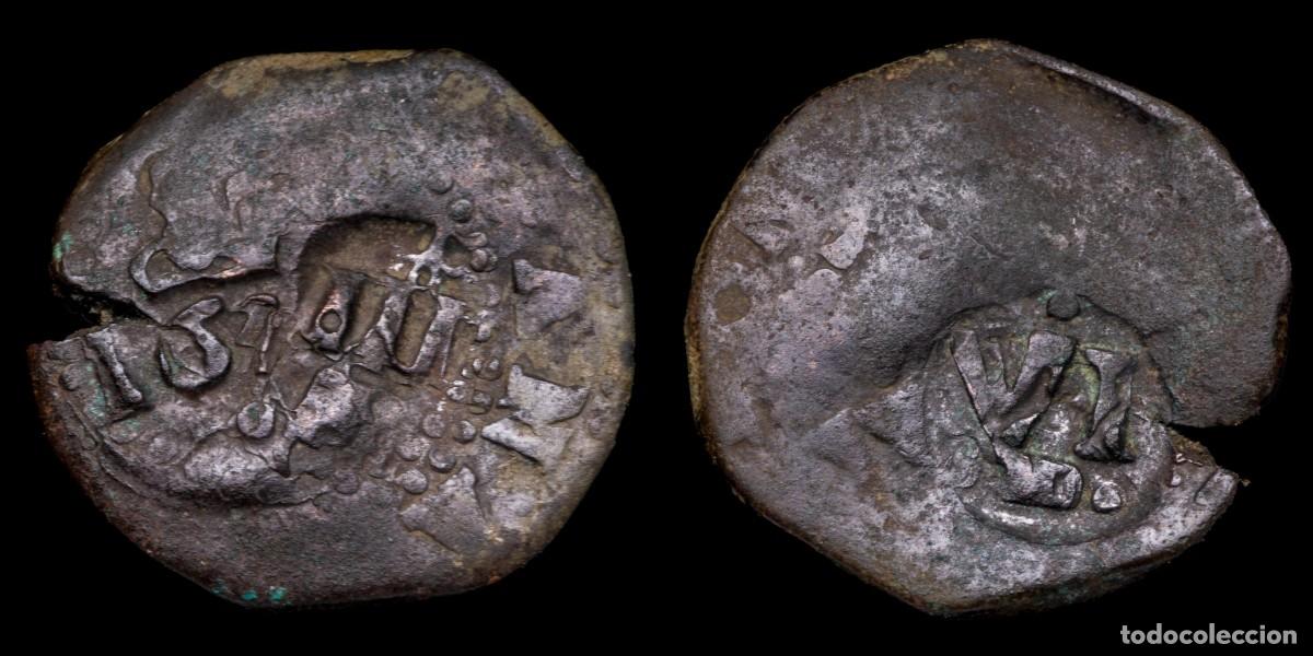Monedas de Espa&ntilde;a: 1636, 4/6 Maravedis Philips IV Resello, Toledo/Madrid Mint - 21 mm / 3,81 gr.During the 17th century