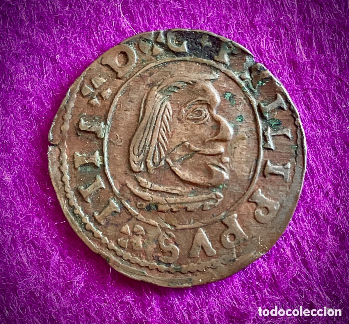 Monedas de Espa&ntilde;a: 16 MARAVEDIS FELIPE IV SEVILLA ESCUDO COMPLETO CON PORTUGAL SIGLO XVII