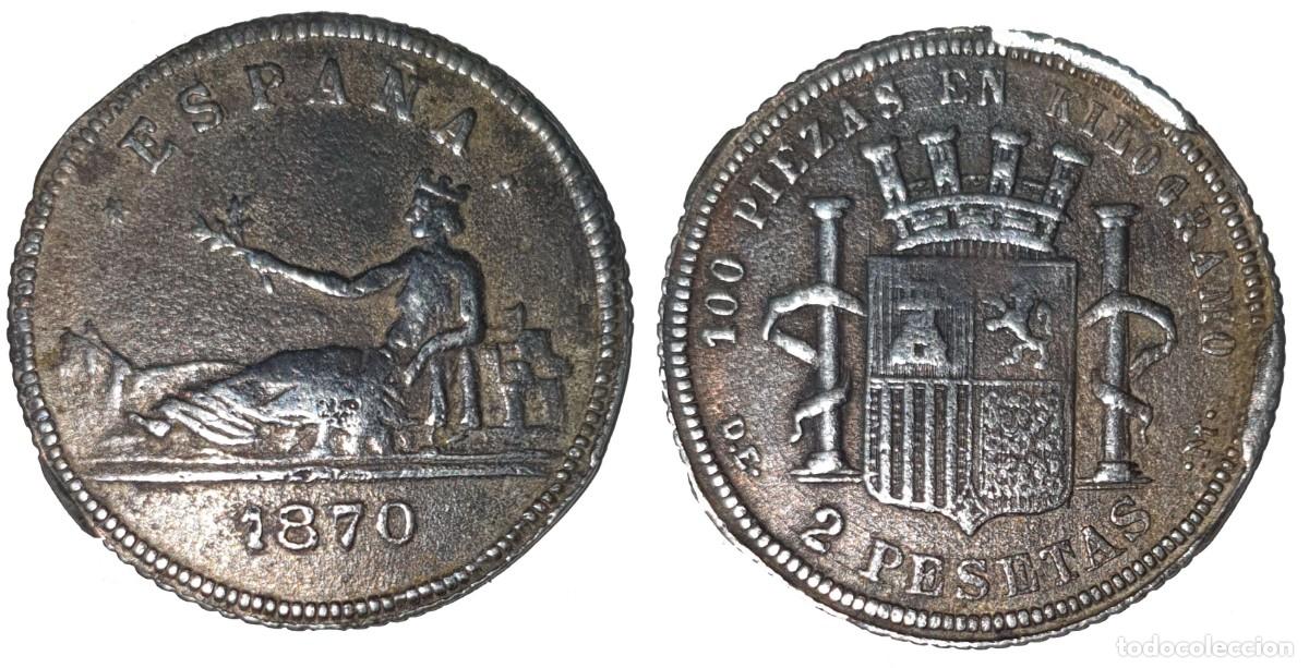 Monedas de Espa&ntilde;a: Espa&ntilde;a &ndash; 2 Pesetas 1870 &ndash; Gobierno Provisional &ndash; KM#654