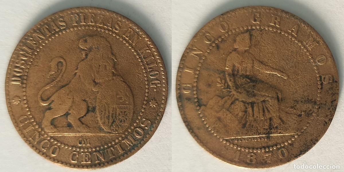 Monedas de Espa&ntilde;a: Espa&ntilde;a &ndash; 5 C&eacute;ntimos 1870 &ndash; Gobierno Provisional &ndash; KM#662