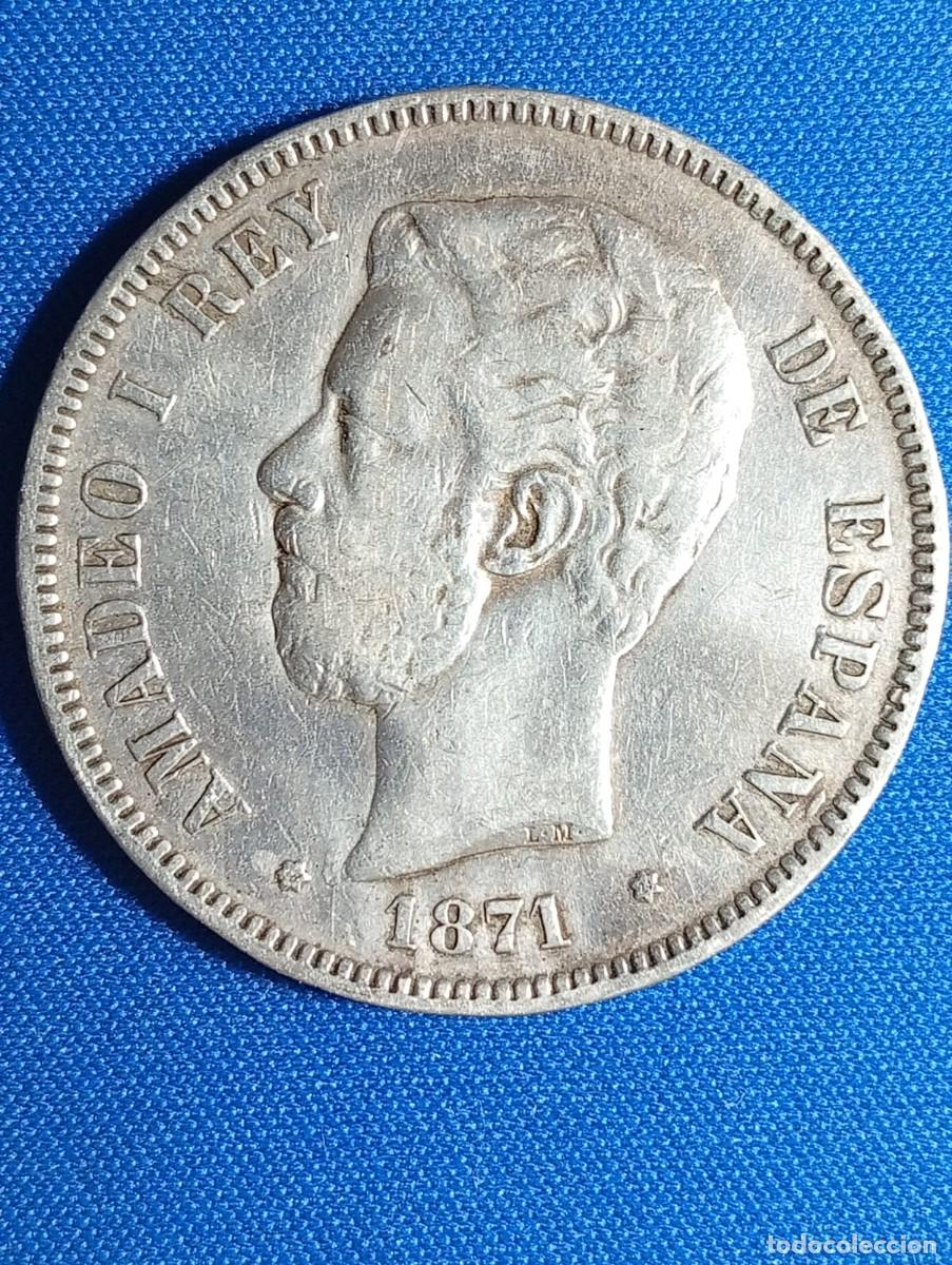 Monedas de Espa&ntilde;a: Moneda de plata de 5 ptas. Amadeo I a&ntilde;o: 1871