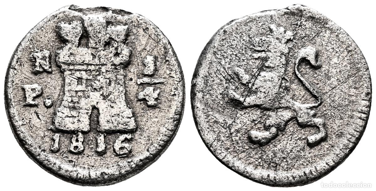 Monedas de Espa&ntilde;a: MUY ESCASO 1/4 De real Fernando VII 1816