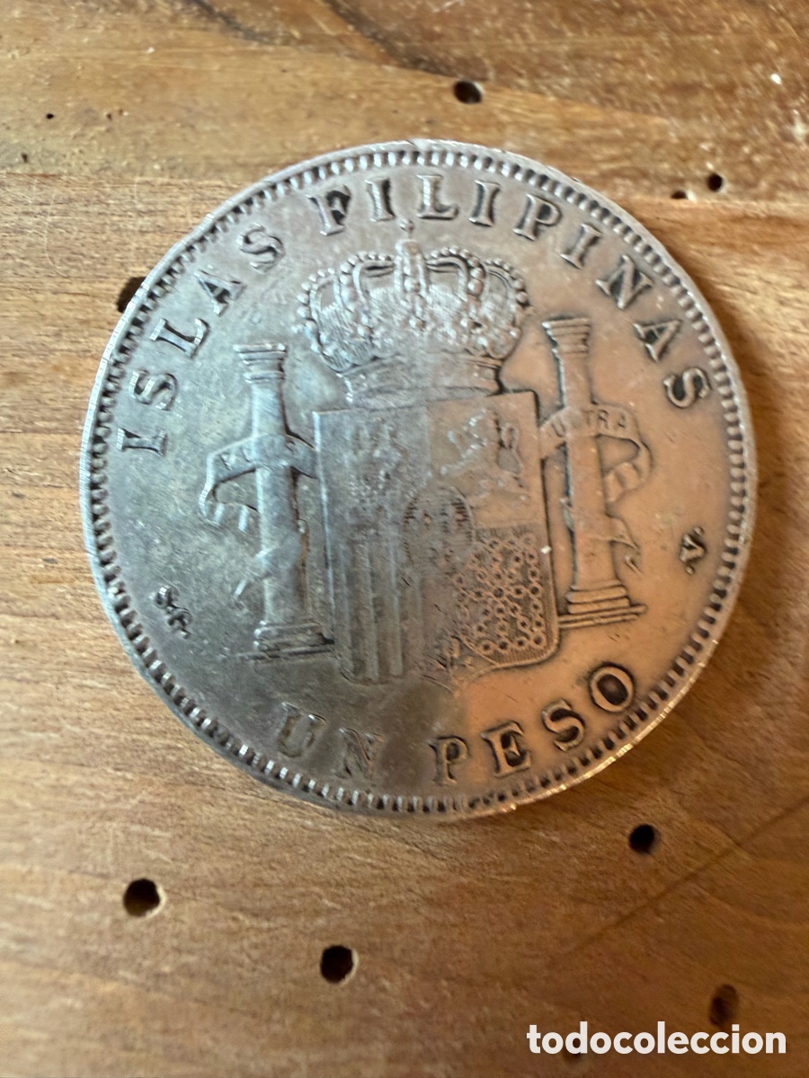 Monedas de Espa&ntilde;a: FILIPINAS. ALFONSO XIII 1 PESO PLATA a&ntilde;o 1897. Peso 24,77 gr. BONITA EBC-/EBC.