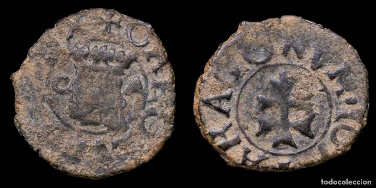 M&uuml;nzen von Spanien: 1670/1680, Dinerillo Charles II, Zaragoza Mint - 14 mm / 0,66 gr.