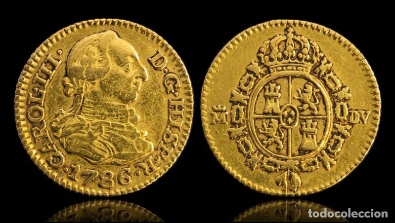 M&uuml;nzen von Spanien: Espa&ntilde;a Carlos III - 1/2 Escudo 1786 DV Madrid Km 425.1 Oro