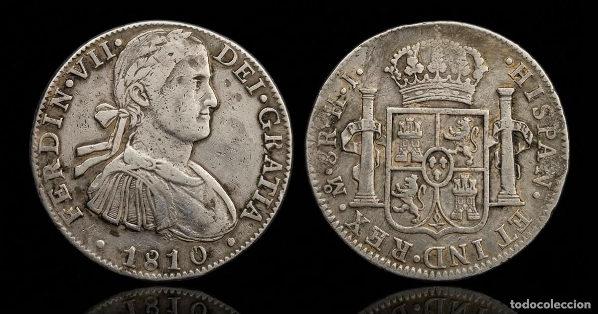 Monedas de Espa&ntilde;a: Espa&ntilde;a Fernando VII - 8 Reales 1810 HJ M&eacute;xico Km 110 Plata