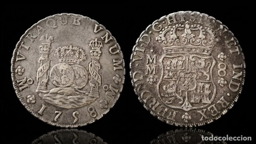 Monedas de Espa&ntilde;a: Espa&ntilde;a Fernando VI - 8 Reales Columnario 1758 MM M&eacute;xico Km 104.2 Plata