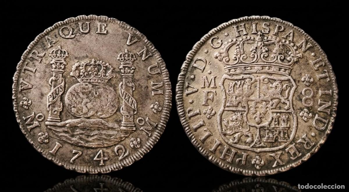 Monedas de Espa&ntilde;a: Espa&ntilde;a Felipe V - 8 Reales Columnario 1742 MF M&eacute;xico Km 103 Plata