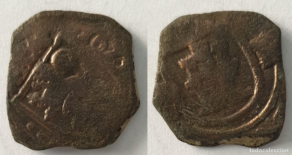 Monedas de Espa&ntilde;a: Moneda medieval espa&ntilde;ola de vell&oacute;n a martillo &ndash; Escudo con castillos y leones &ndash; Sin identificar