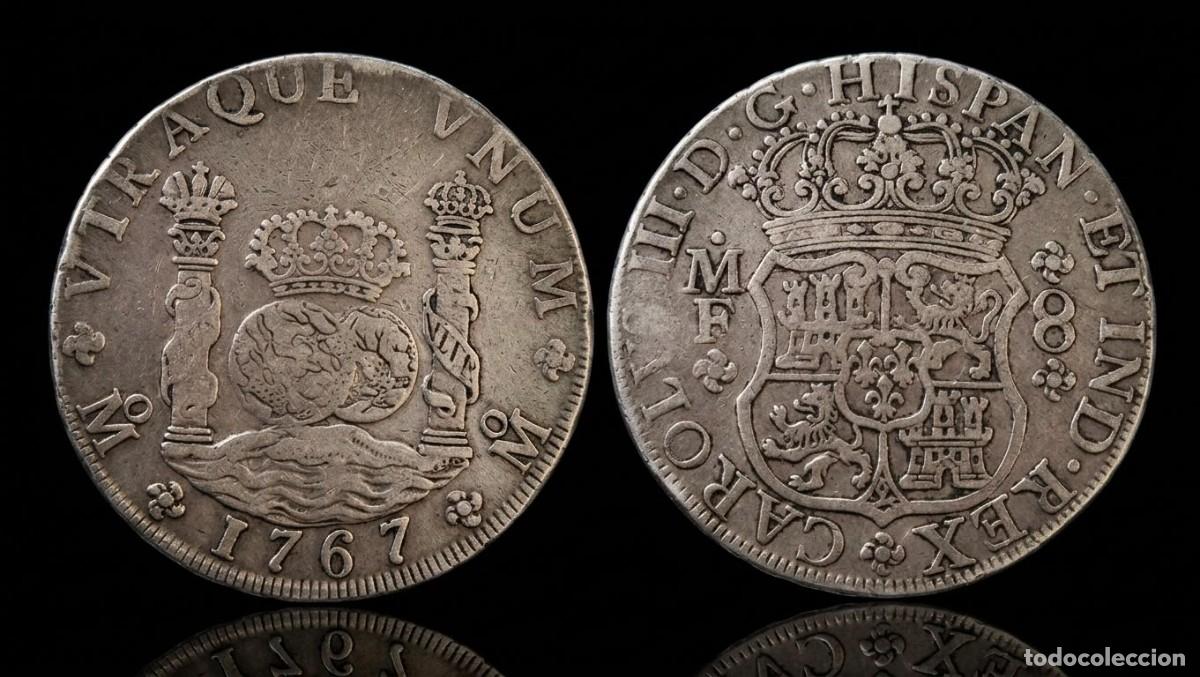 Monedas de Espa&ntilde;a: Espa&ntilde;a Carlos III - 8 Reales Columnario 1767 MF M&eacute;xico Km 105 Plata