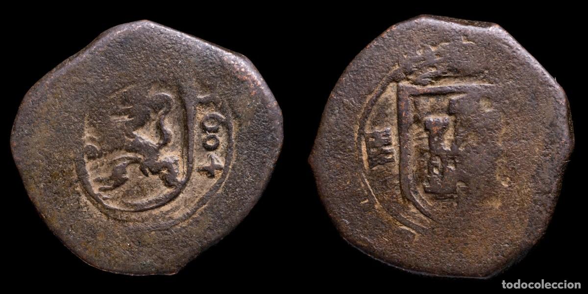 Monedas de Espa&ntilde;a: 1604, 8 Maravedis Philips III, Segovia Mint (Hammered) - 27 mm / 7,18 gr.
