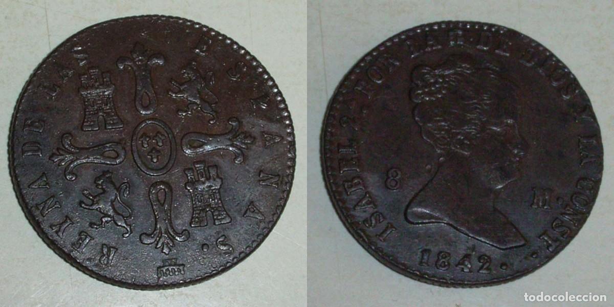 Monedas de Espa&ntilde;a: 8 Maravedis 1842 Segovia
