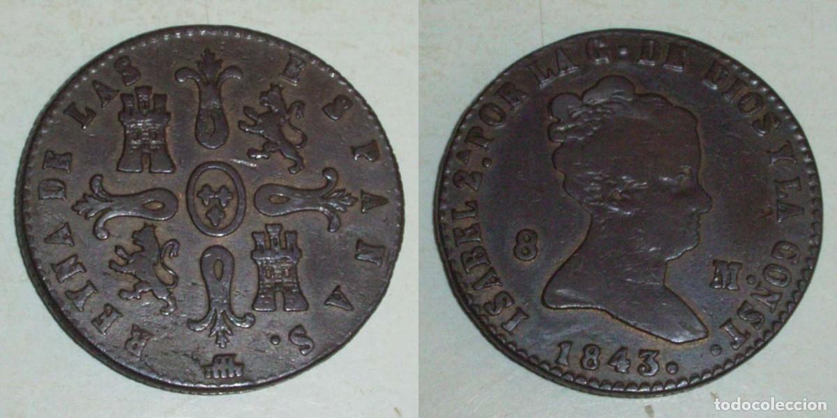 Monedas de Espa&ntilde;a: 8 Maravedis 1843 Segovia